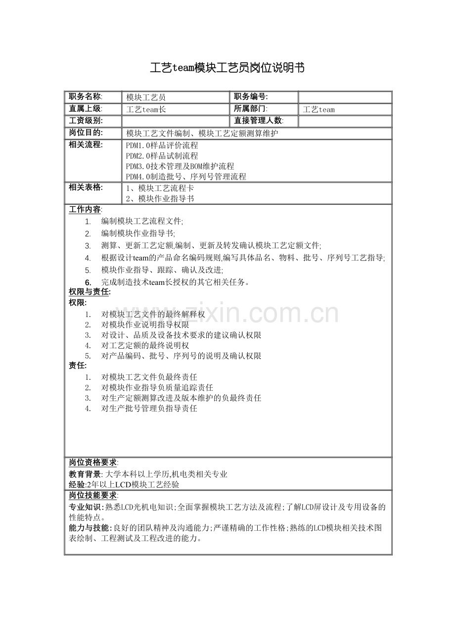 工艺team模块工艺员岗位职责.doc_第2页