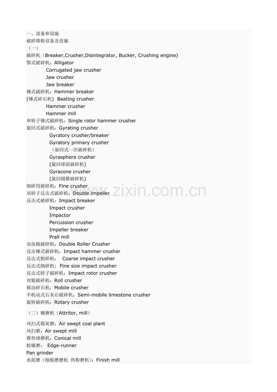 水泥厂英语专业词汇.doc_第1页