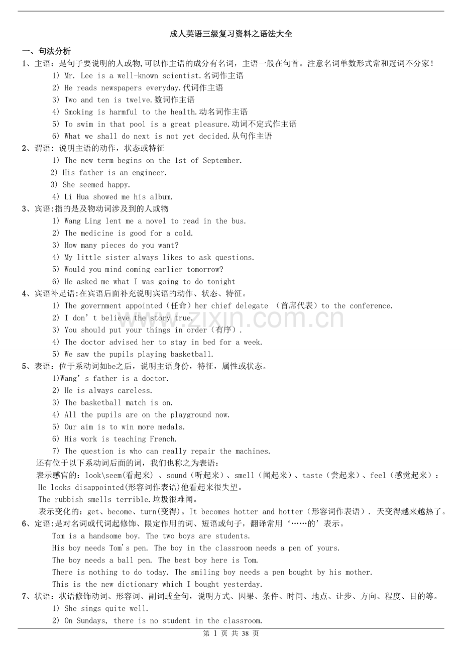 成人英语三级复习资料之语法大全.doc_第1页