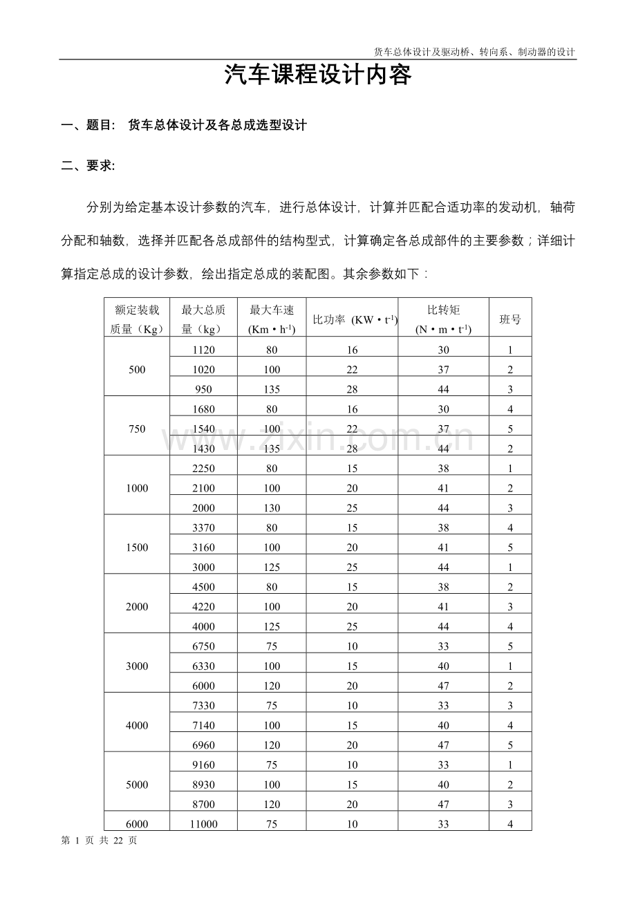 货车总体设计及驱动桥的设计.doc_第1页