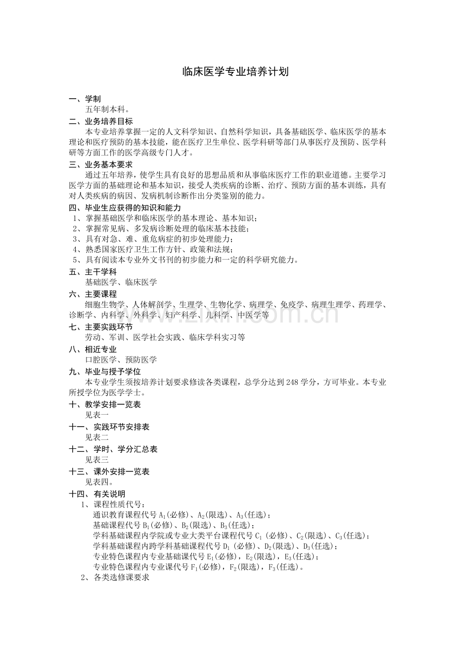 临床医学专业培养计划.doc_第1页
