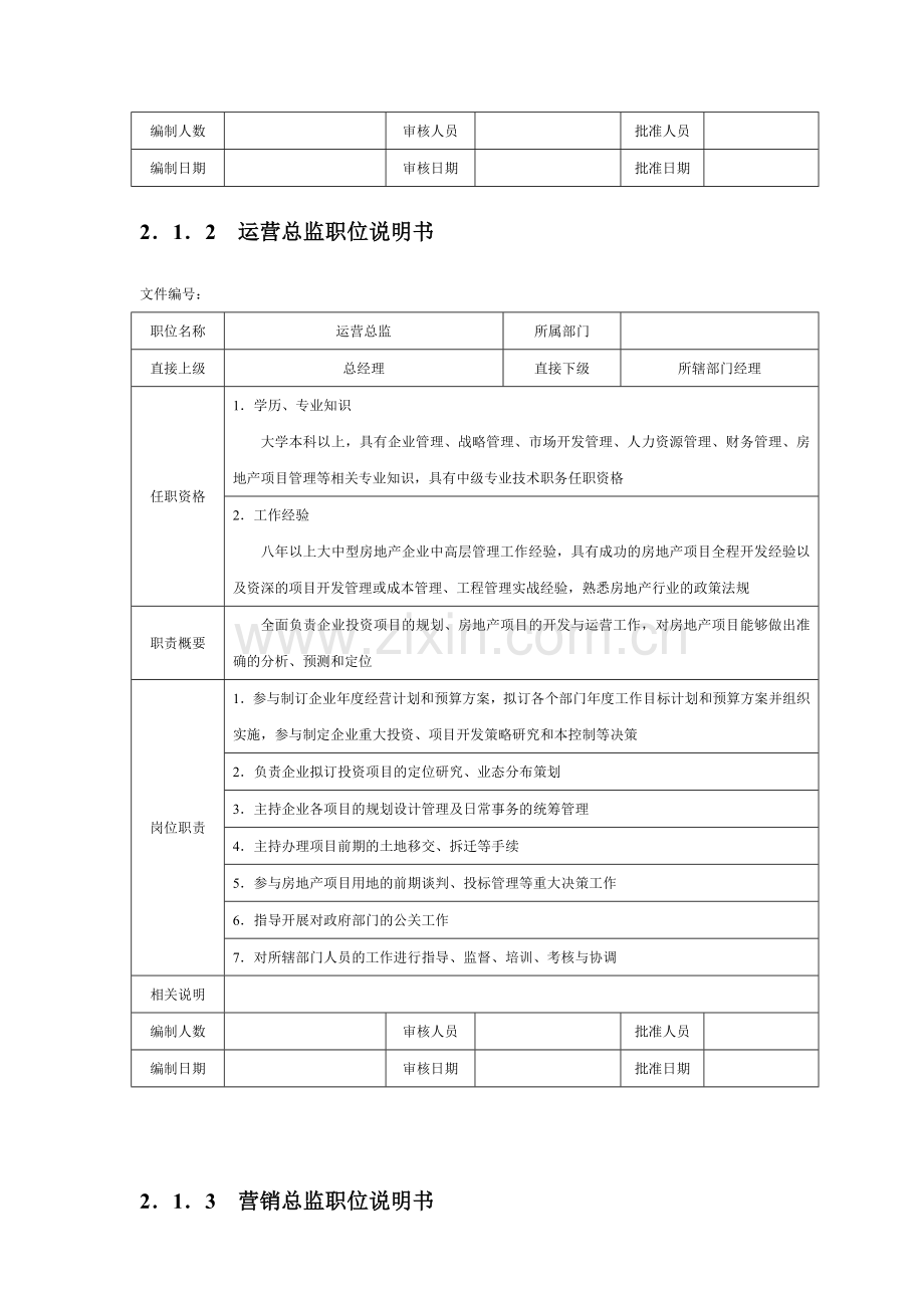 房地产企业职位说明书参考模板.doc_第2页