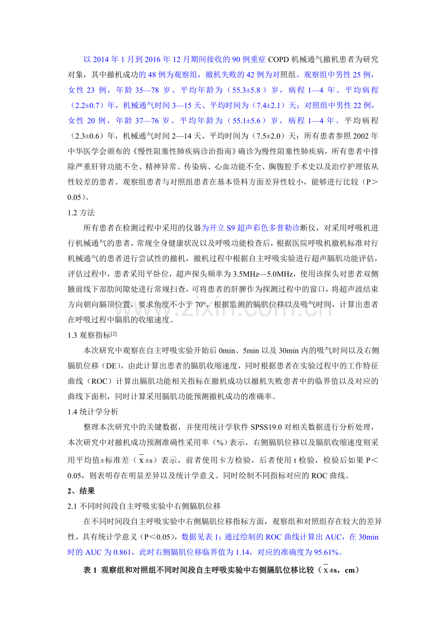 超声膈肌功能评估在指导重症COPD机械通气患者撤机中的应用.doc_第2页