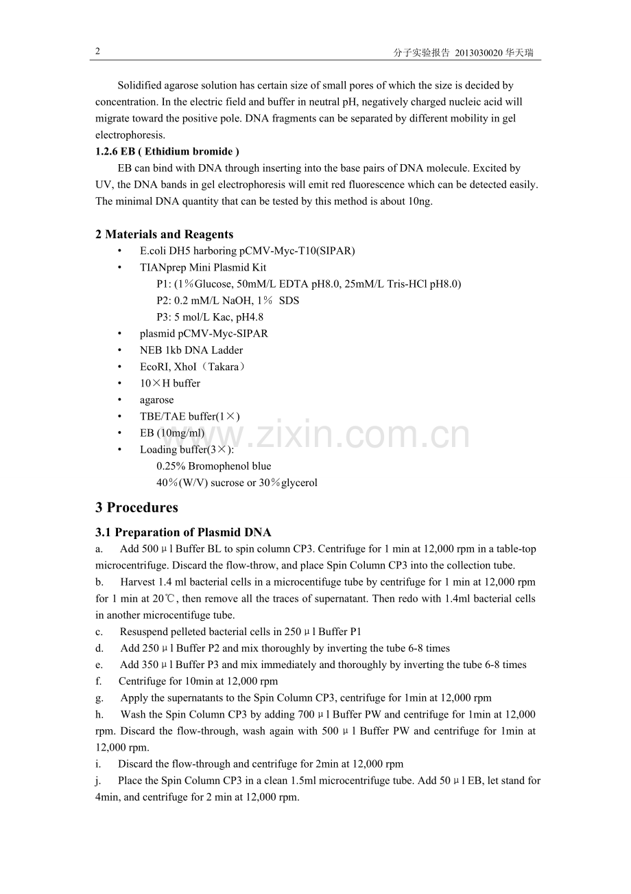 质粒提取与酶切电泳实验报告.doc_第2页