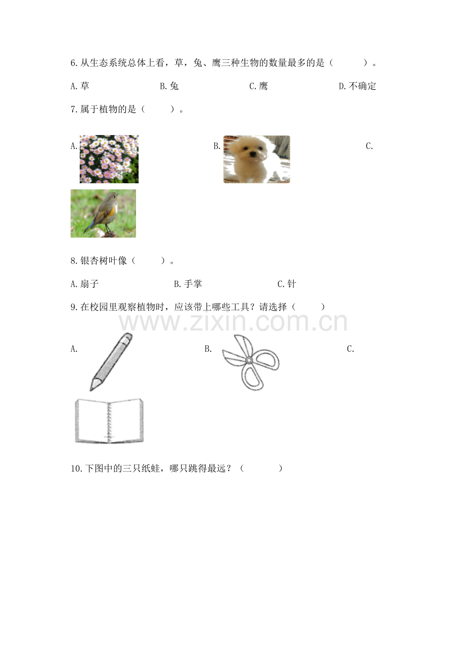 2022教科版一年级上册科学 期末测试卷带答案（综合卷）.docx_第2页