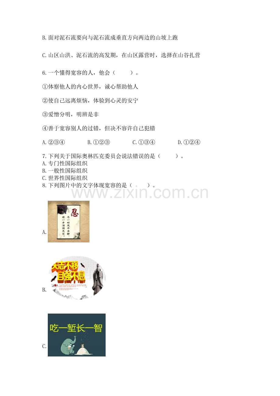 六年级下册道德与法治 《期末测试卷》（能力提升）word版.docx_第2页