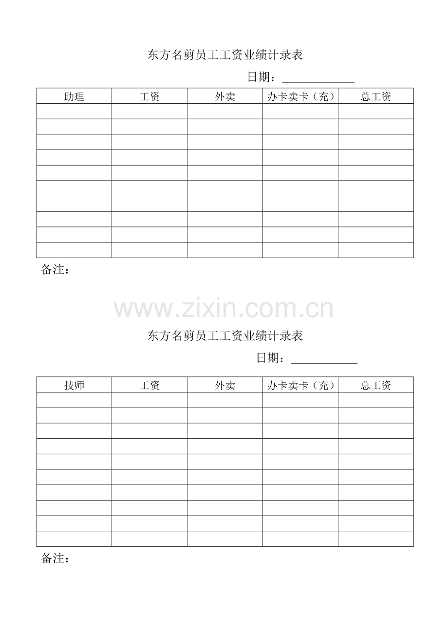 东方名剪员工工资业绩计录表.doc_第1页