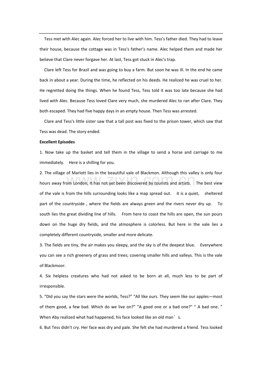 德伯家的苔丝英文读后感.doc_第2页