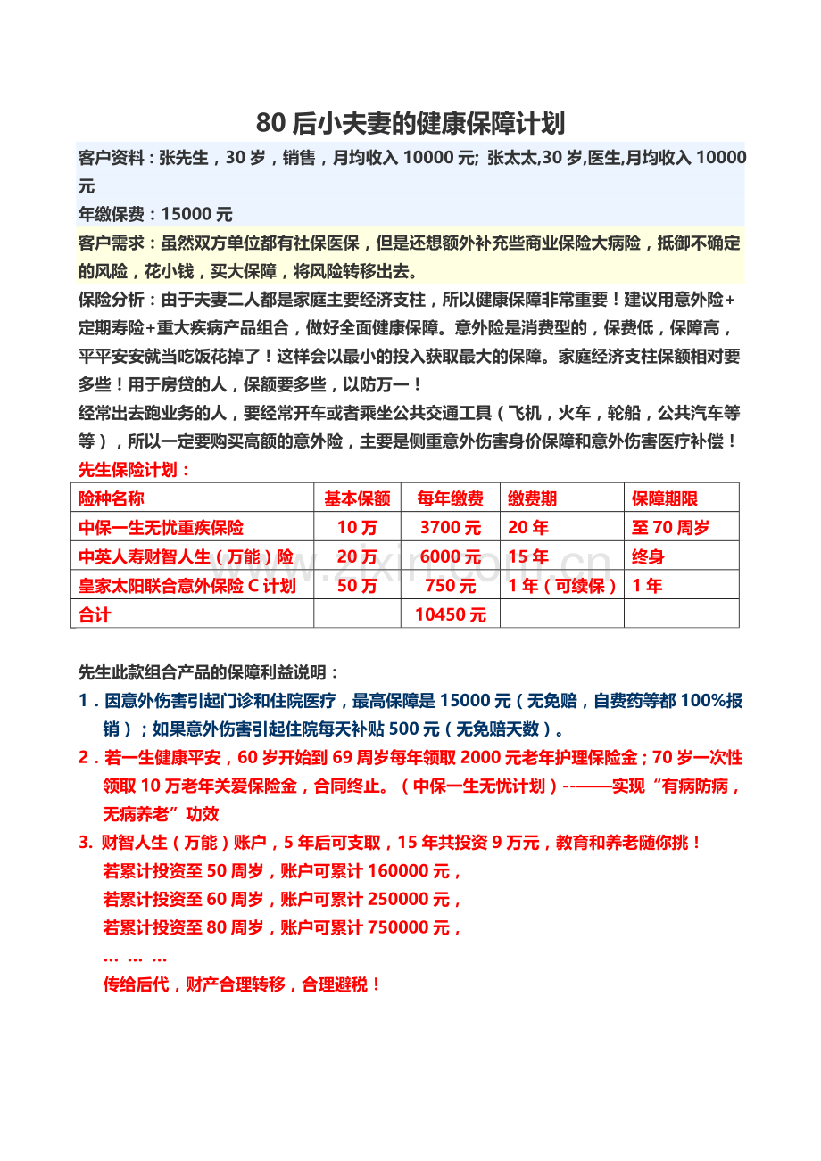 80后小夫妻的健康保障计划.doc_第1页