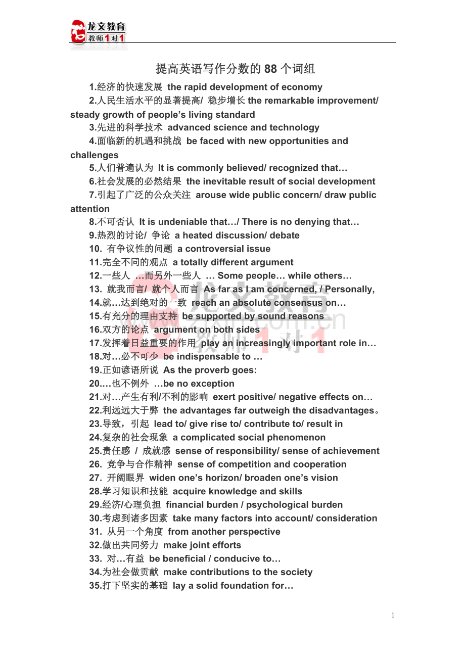 提高写作水平的88个句子.doc_第1页