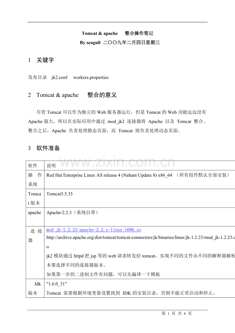 Tomcat-apache整合操作笔记.doc_第1页