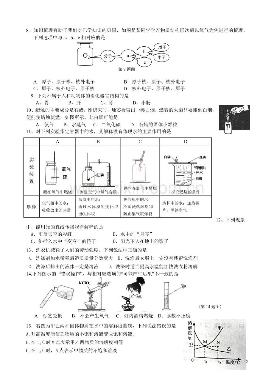 外国语学校初一科学期末试卷.doc_第2页