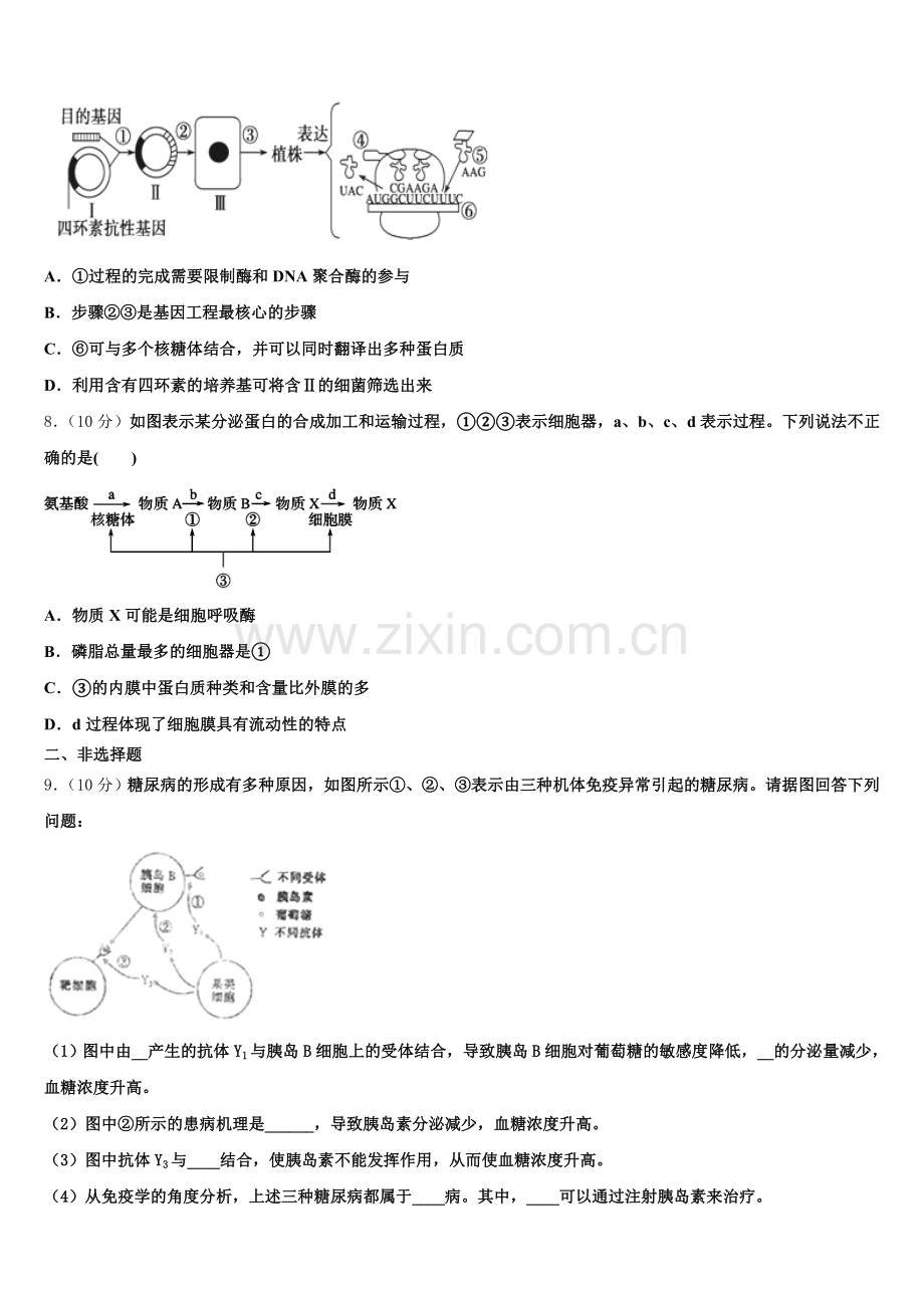 山东省济南市历城区济南一中2025年生物高二下期末学业质量监测试题含解析.doc_第2页