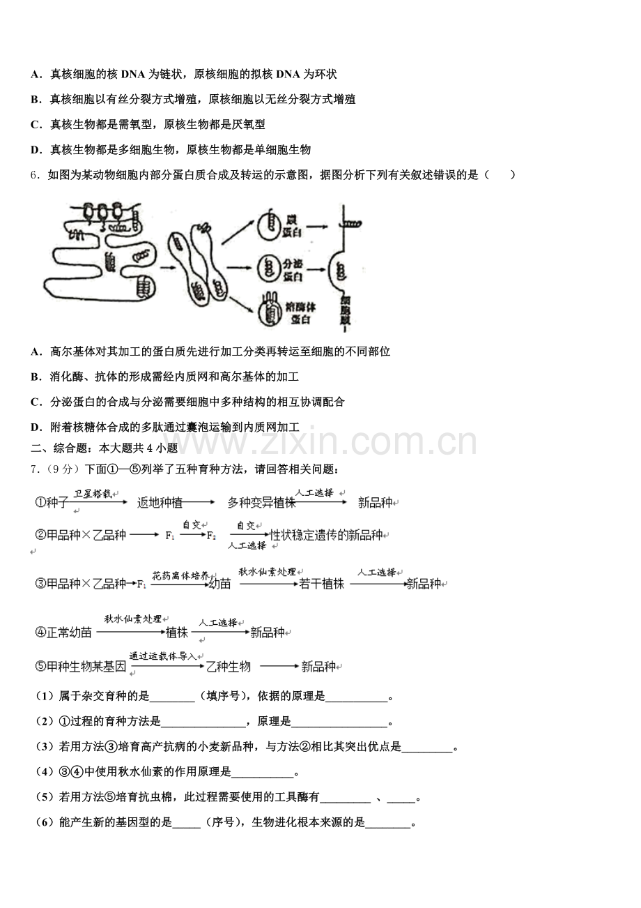 菏泽市重点中学2025年生物高二第二学期期末教学质量检测试题含解析.doc_第2页