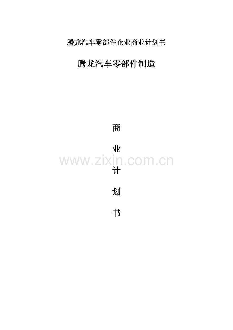 腾龙汽车零部件企业商业计划书.doc_第1页