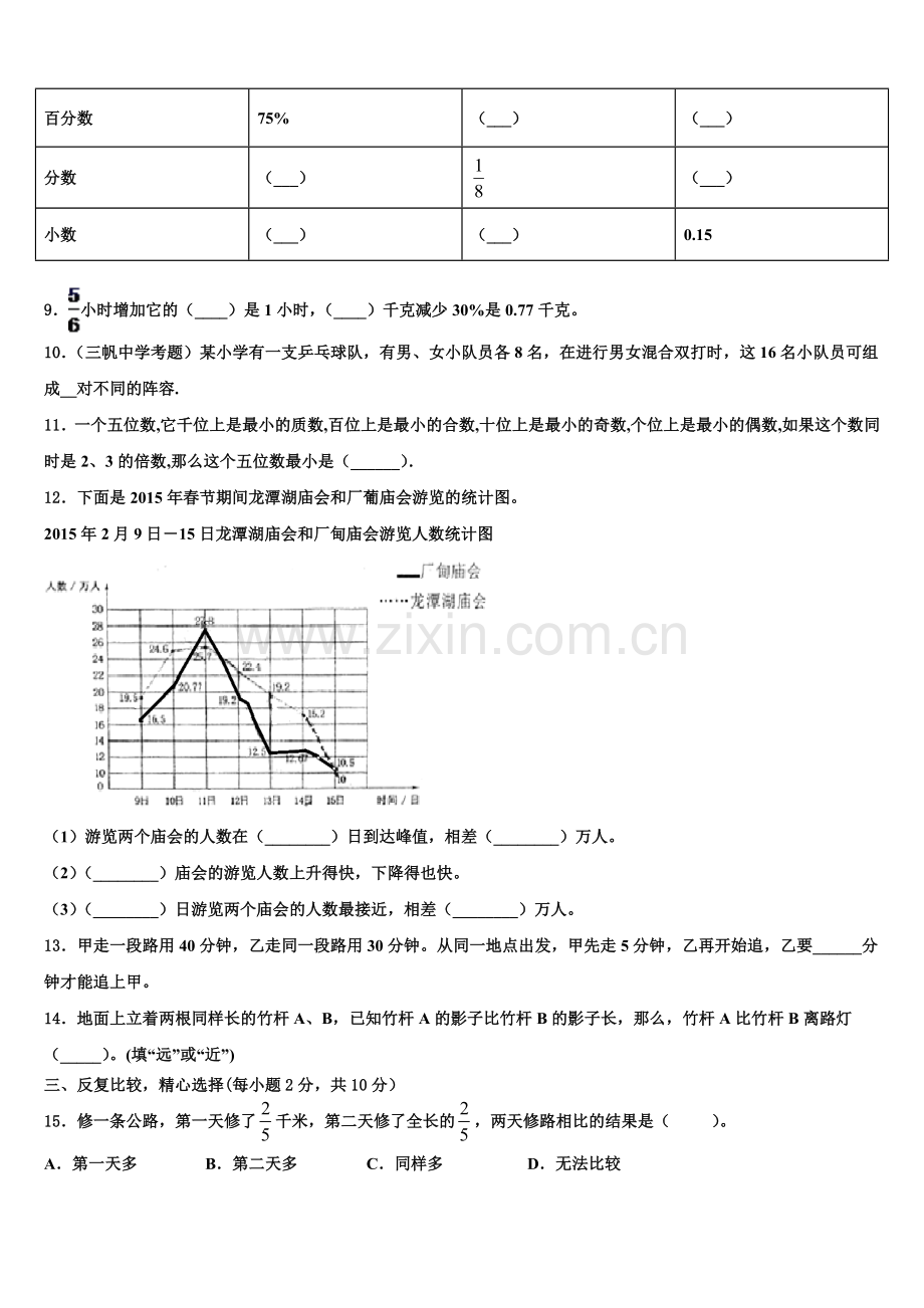 武汉市黄陂区2025-2026学年数学六年级第一学期期末教学质量检测试题含解析.doc_第2页