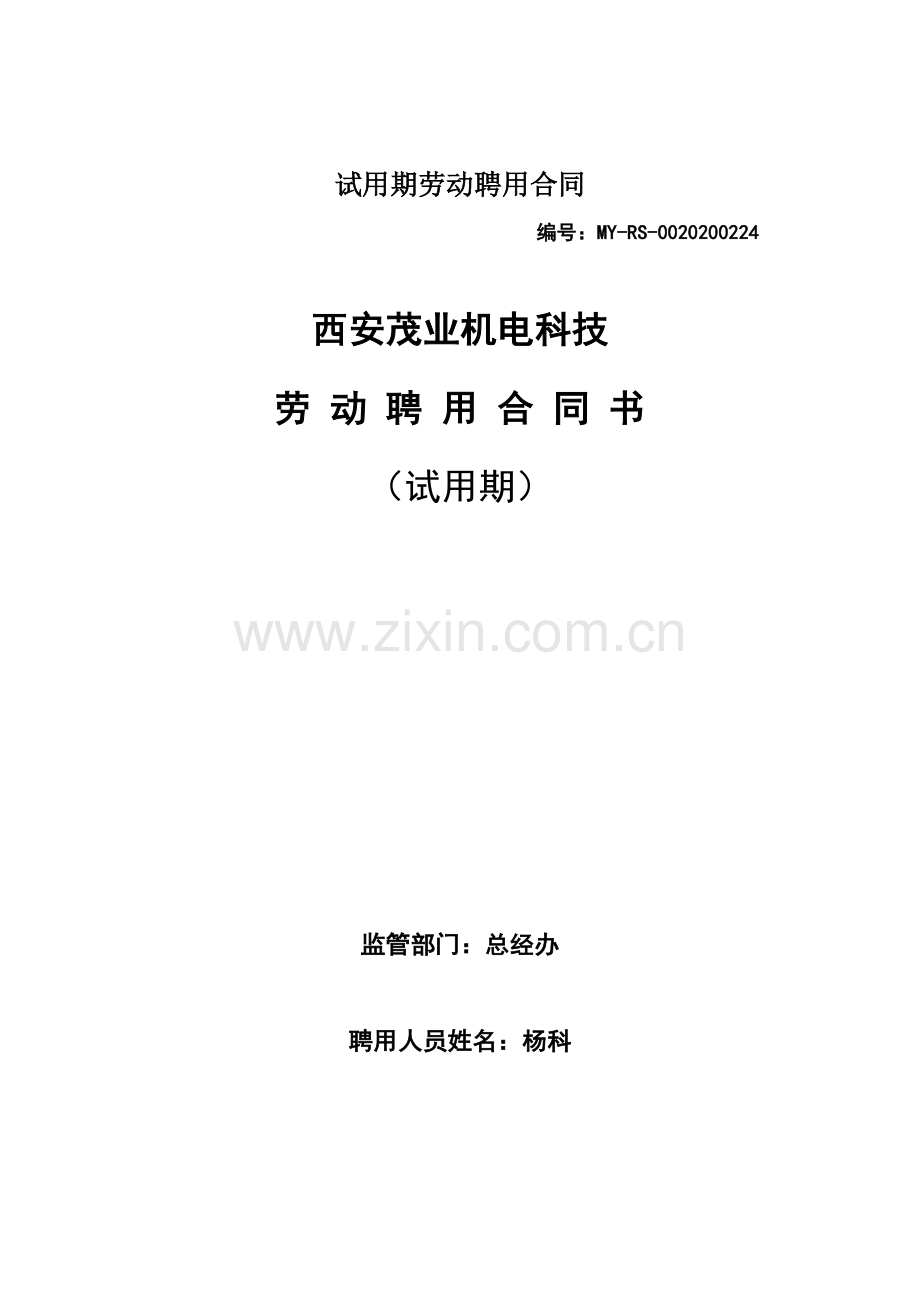 试用期劳动聘用合同.doc_第1页