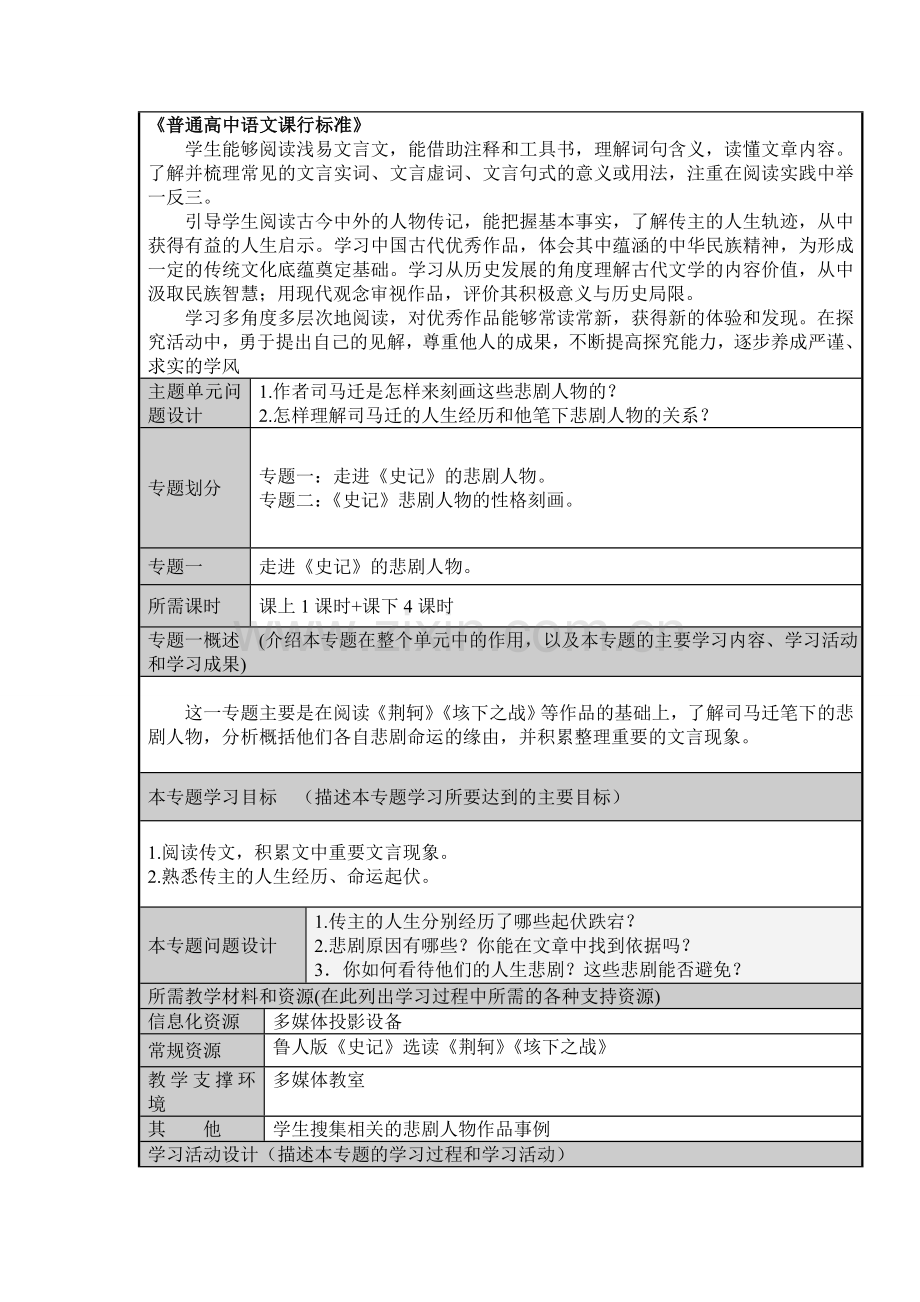 《史记》的悲剧人物主题单元设计.doc_第2页