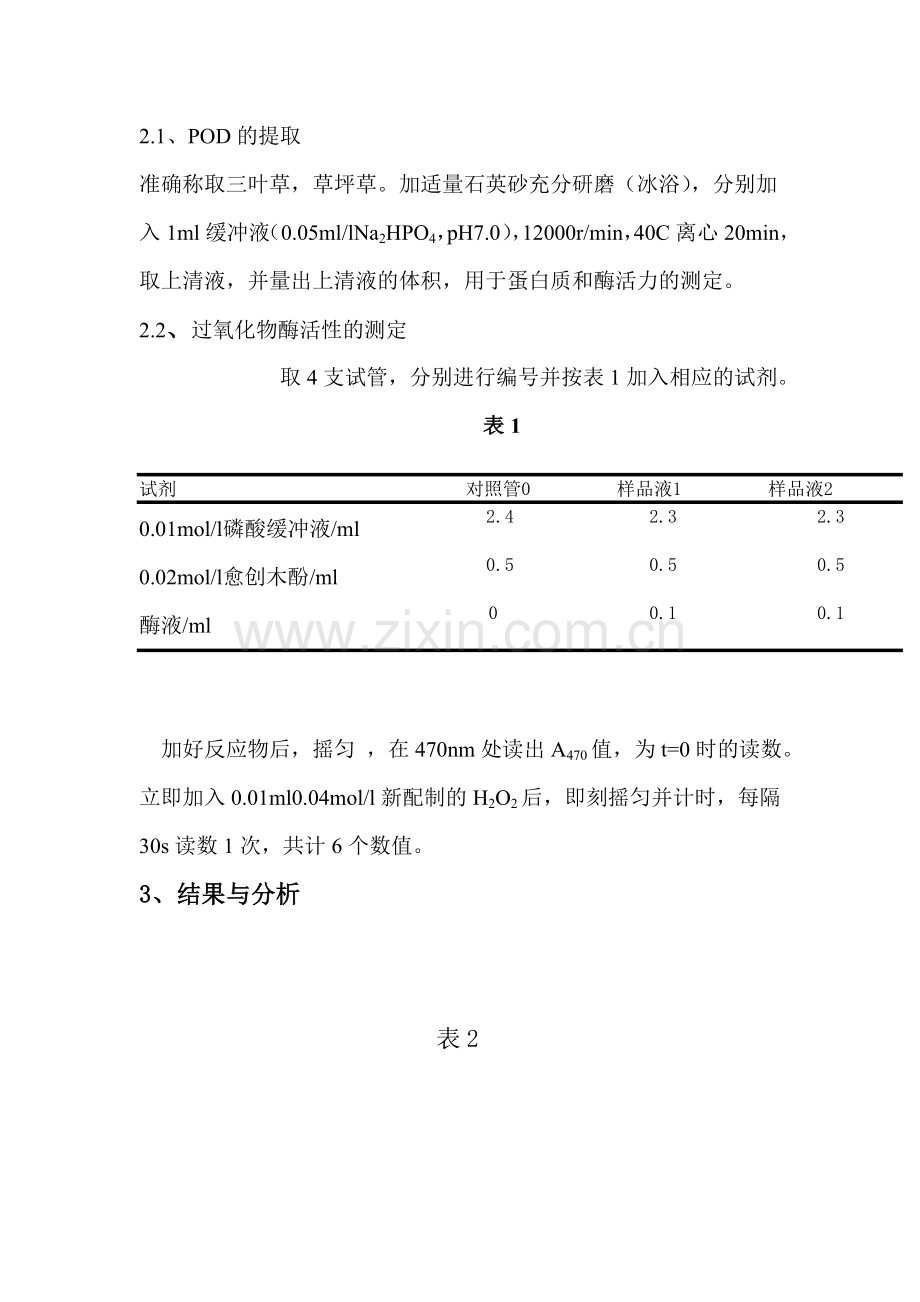 植物组织中蛋白含量和POD酶活力的测定.doc_第2页