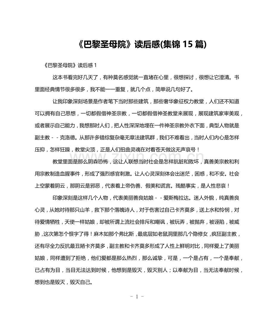 《巴黎圣母院》读后感(集锦15篇).doc_第1页
