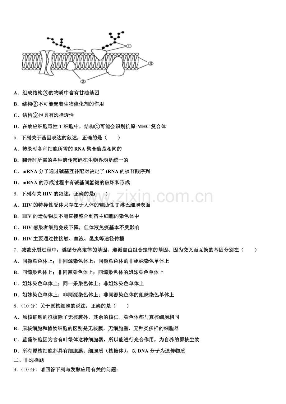 江苏省南京师大附中2025年高三生物第一学期期末复习检测试题.doc_第2页