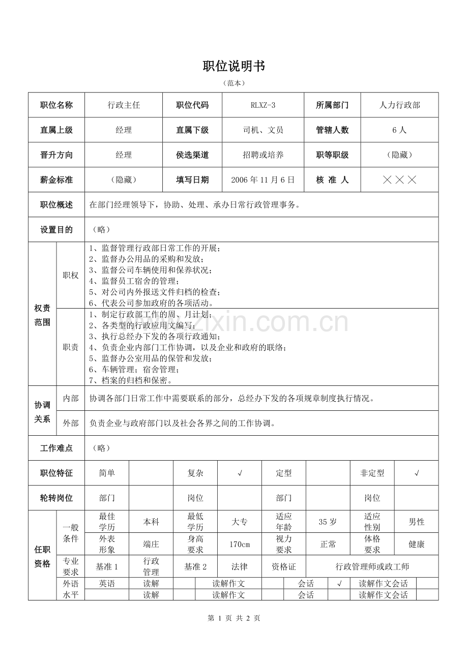 《职位说明书》实例范本(新).doc_第1页