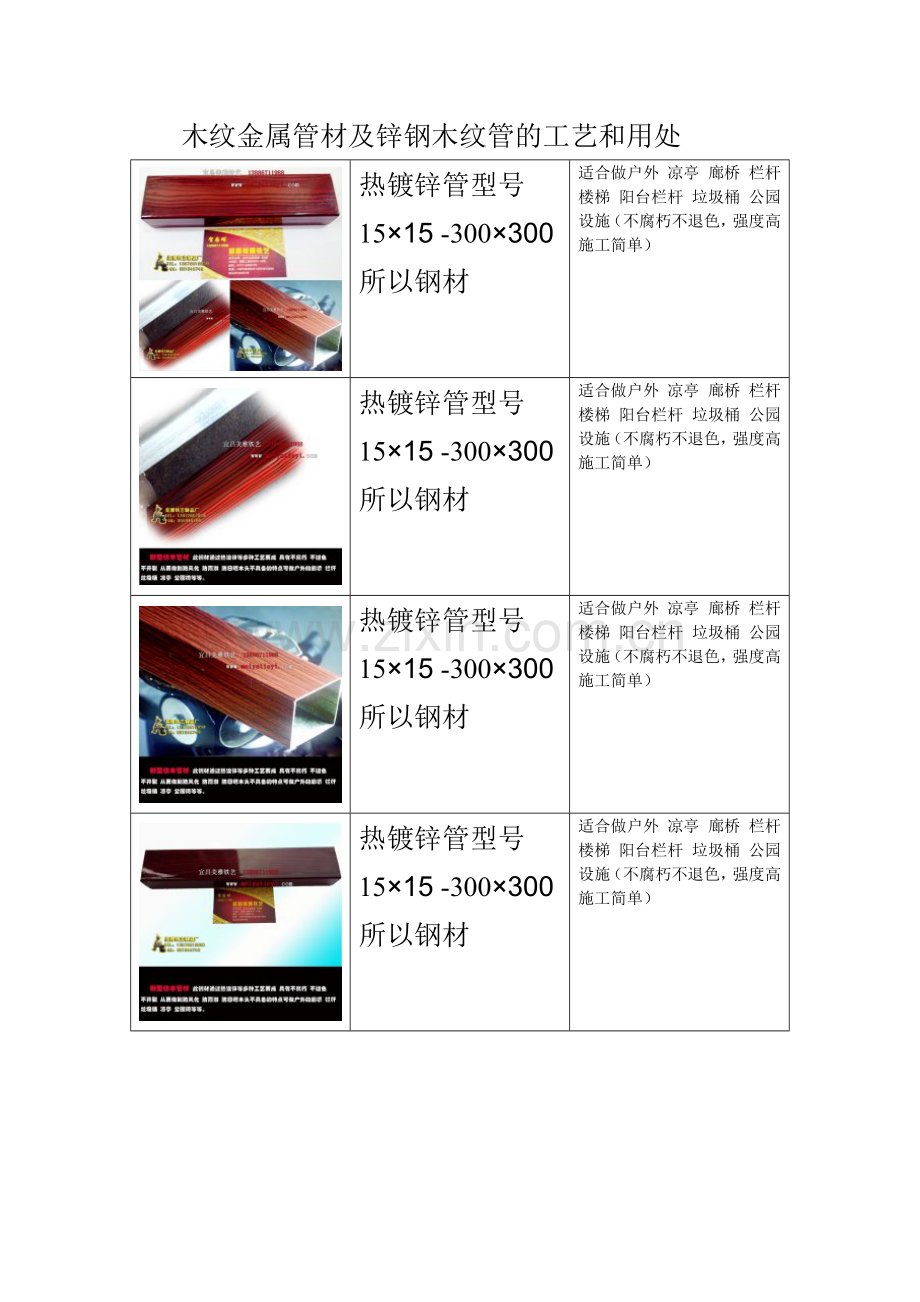 木纹金属管材及锌钢木纹管的工艺和用处.doc_第1页