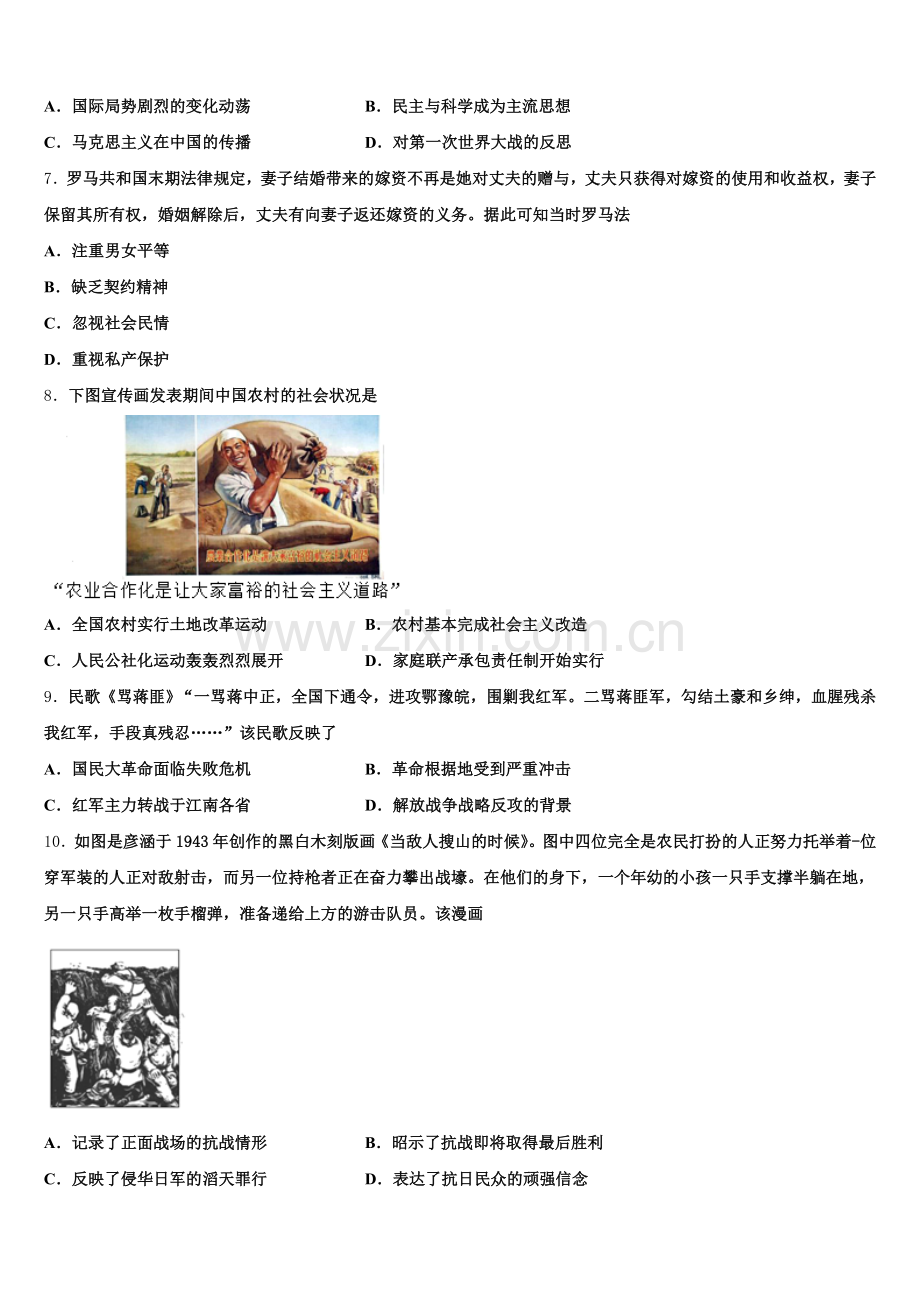 2025年四川省三台县第一中学历史高三上期末学业水平测试试题.doc_第2页