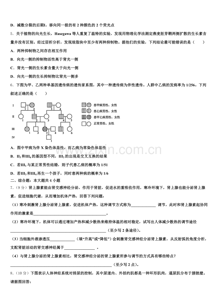 新疆巴州第三中学2025年高三生物第一学期期末综合测试模拟试题.doc_第2页