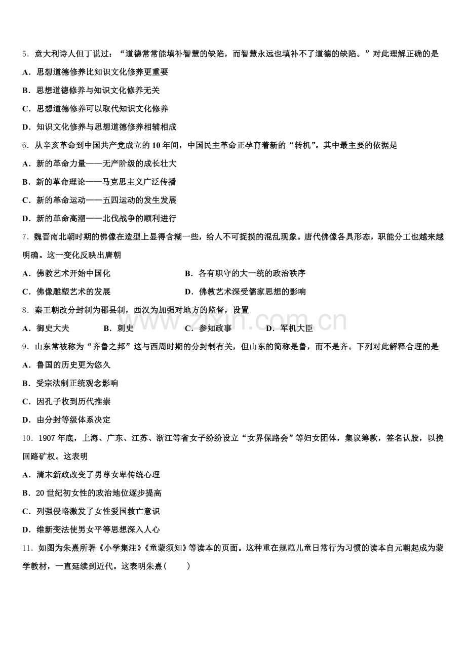 2025-2026学年浙江省嘉兴市嘉善高级中学高三历史第一学期期末达标检测模拟试题.doc_第2页