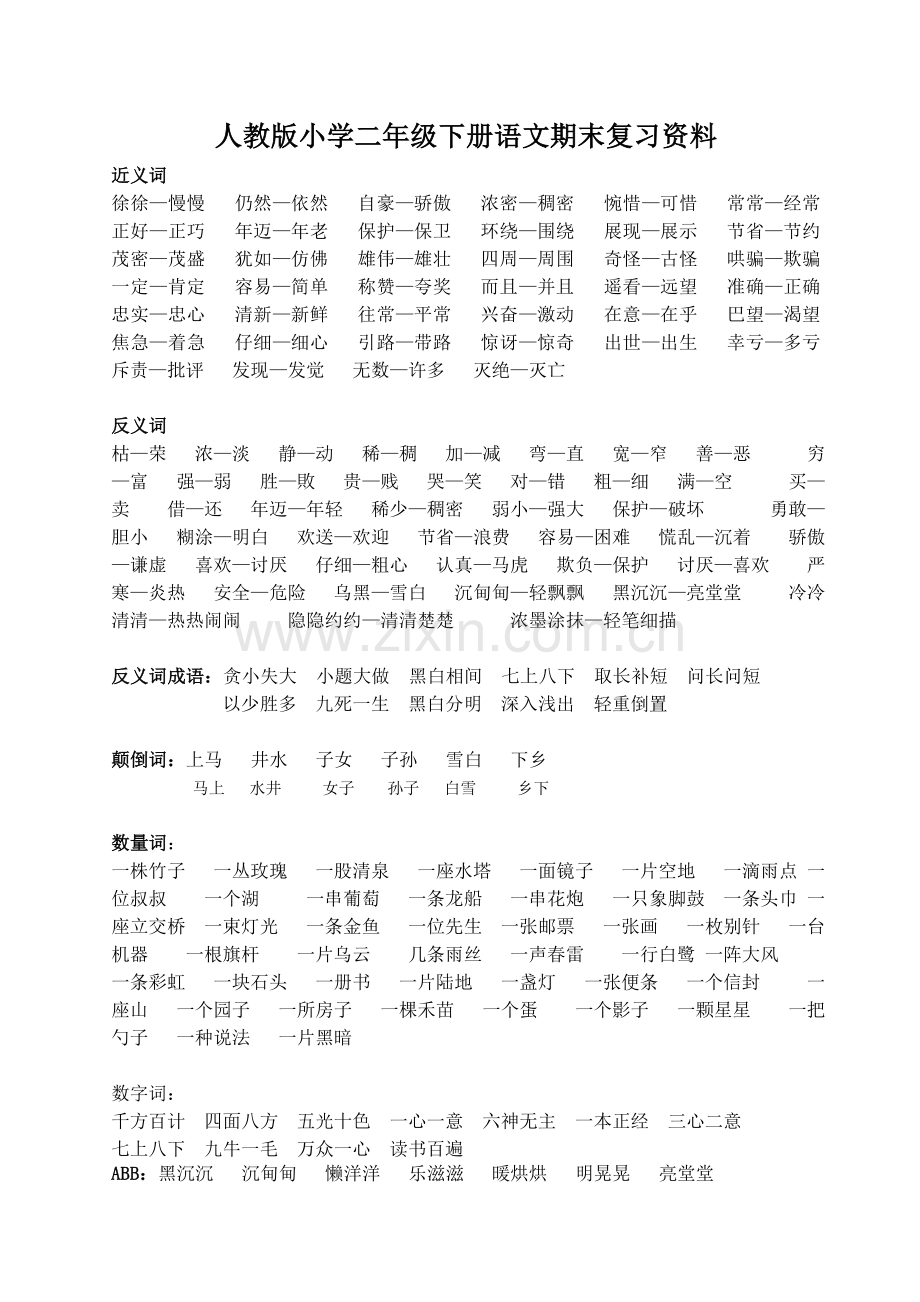 人教版小学二年级下册语文期末复习资料[1]-(1).doc_第1页