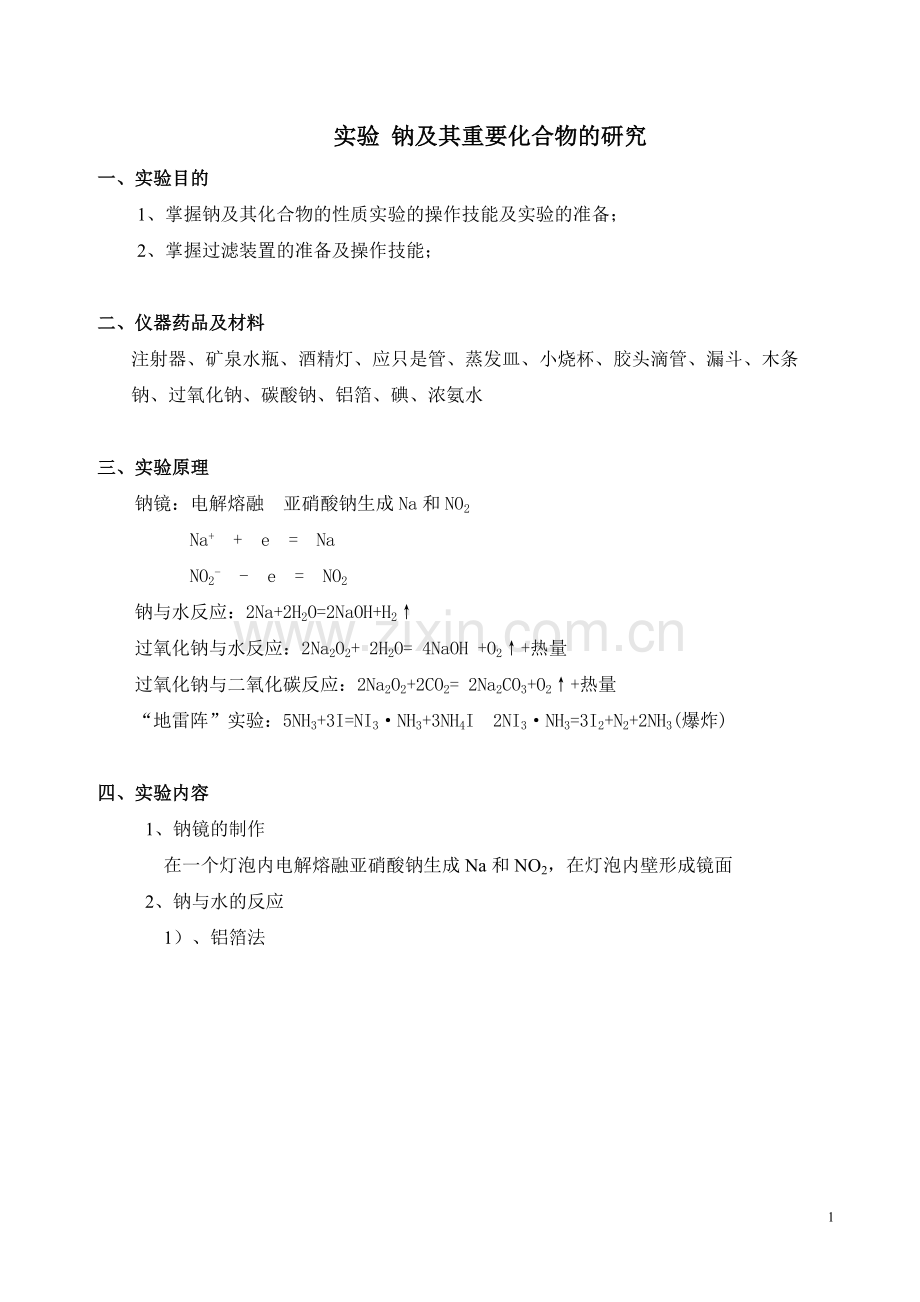 钠及其重要化合物的研究.doc_第1页