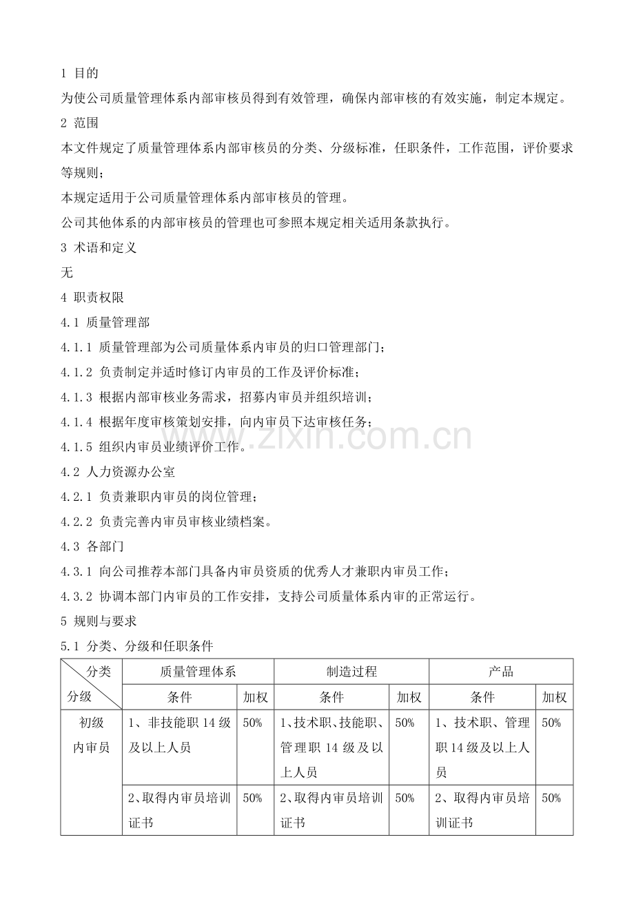 质量管理体系内审员管理规定.docx_第1页