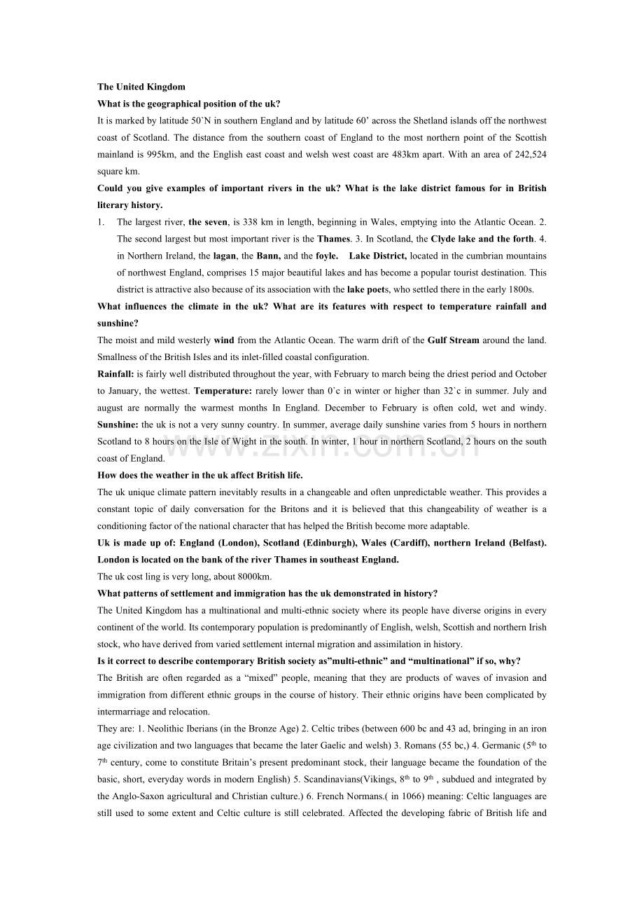 英语国家概况考点及要点.doc_第1页