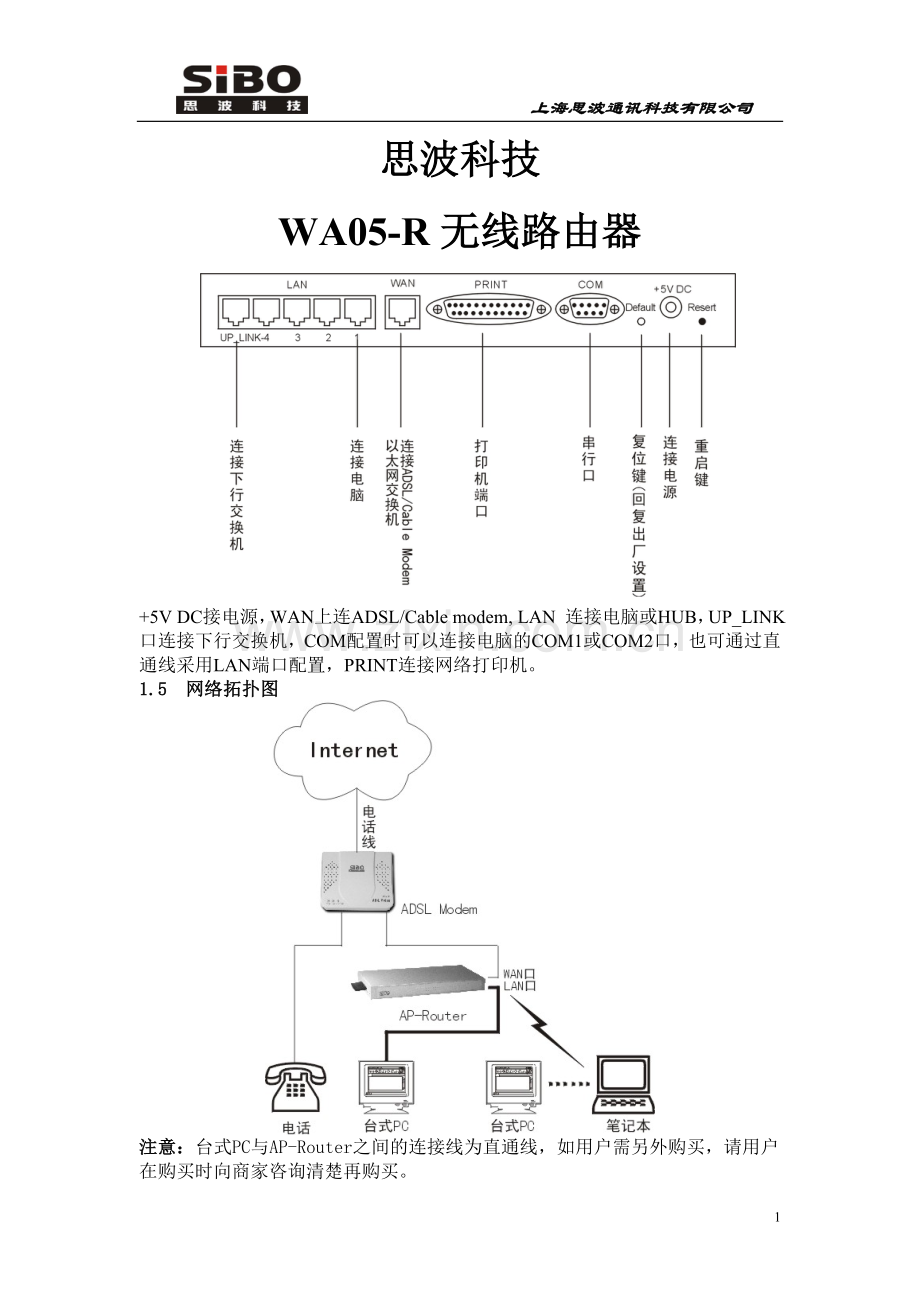 思波WA05-R无线路由器.doc_第1页