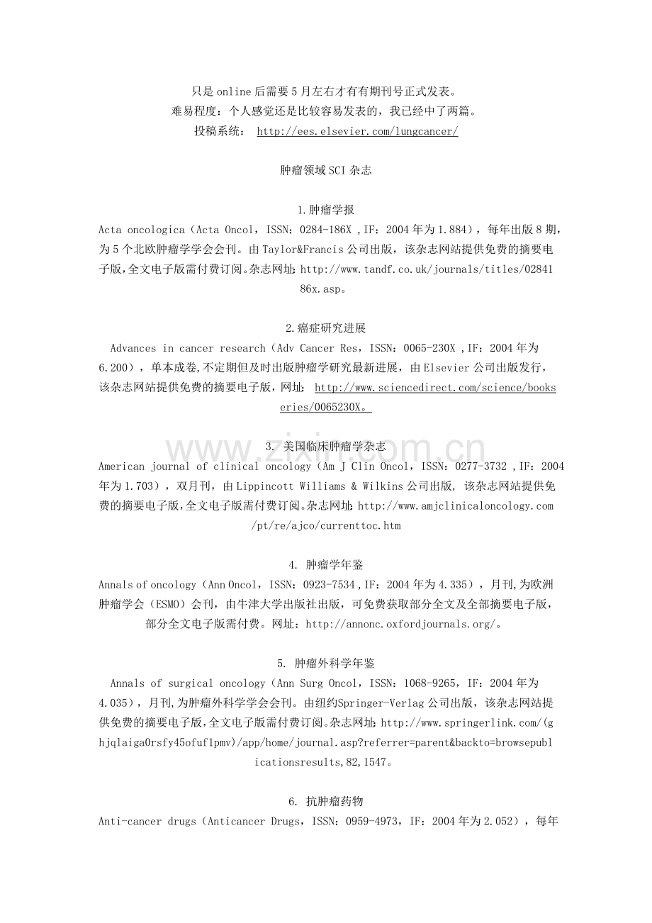 40种肿瘤类SCI杂志-影响因子IF小于5-特点.doc_第2页
