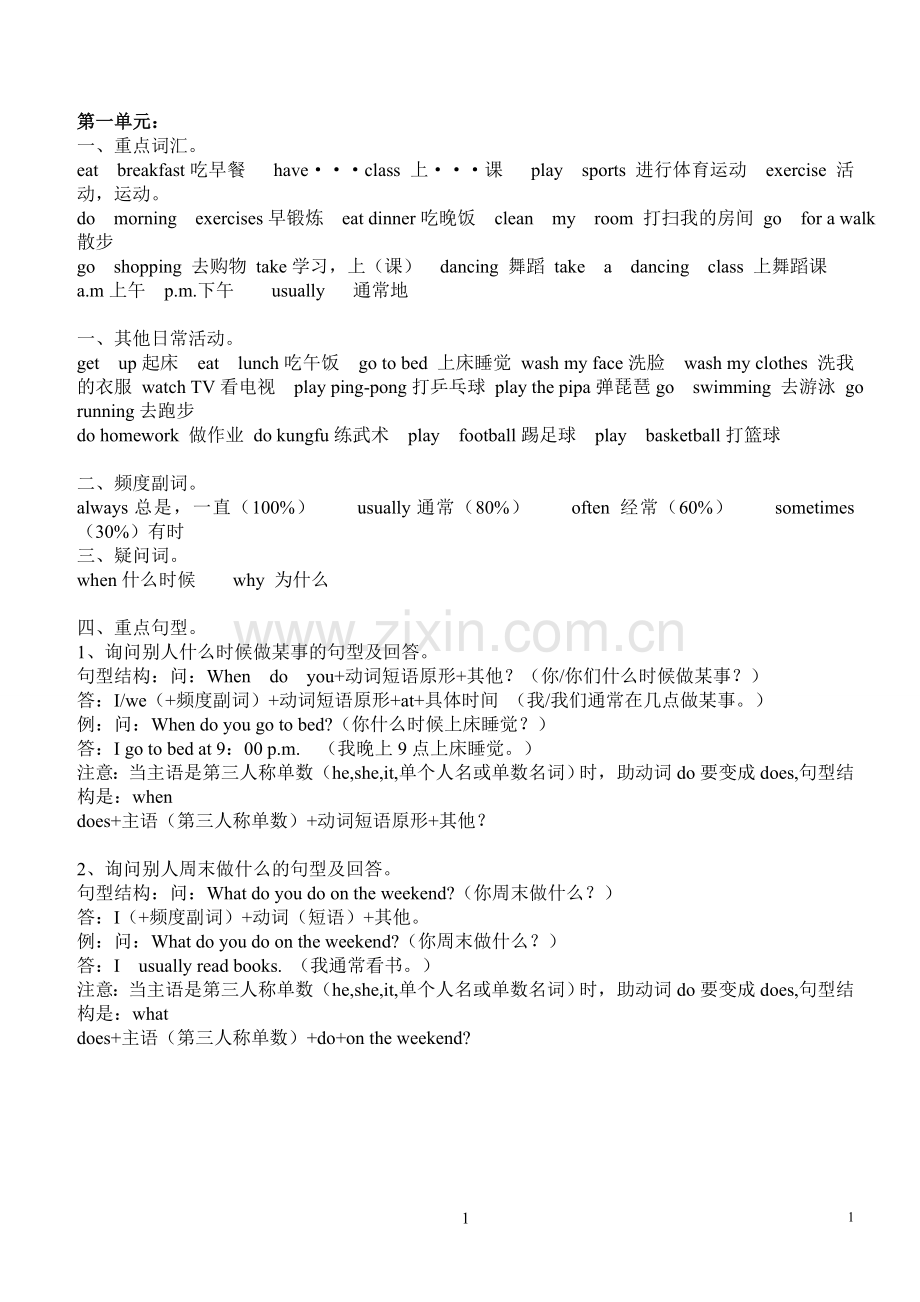 2016五年级英语下册总复习资料.doc_第1页