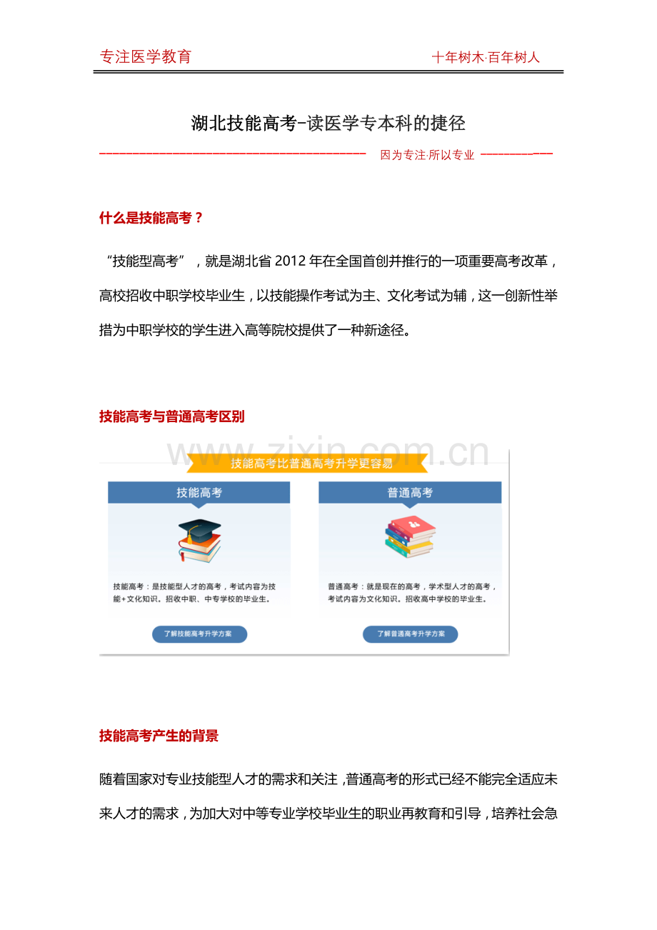 湖北技能高考-读医学专本科的捷径.docx_第1页