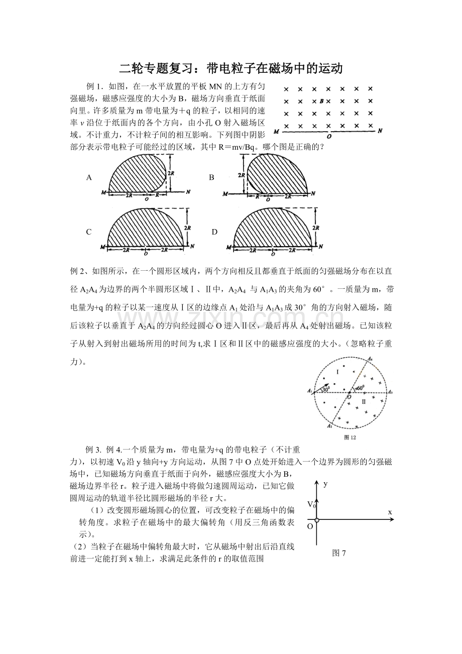 二轮专题复习：带电粒子在磁场中的运动.doc_第1页