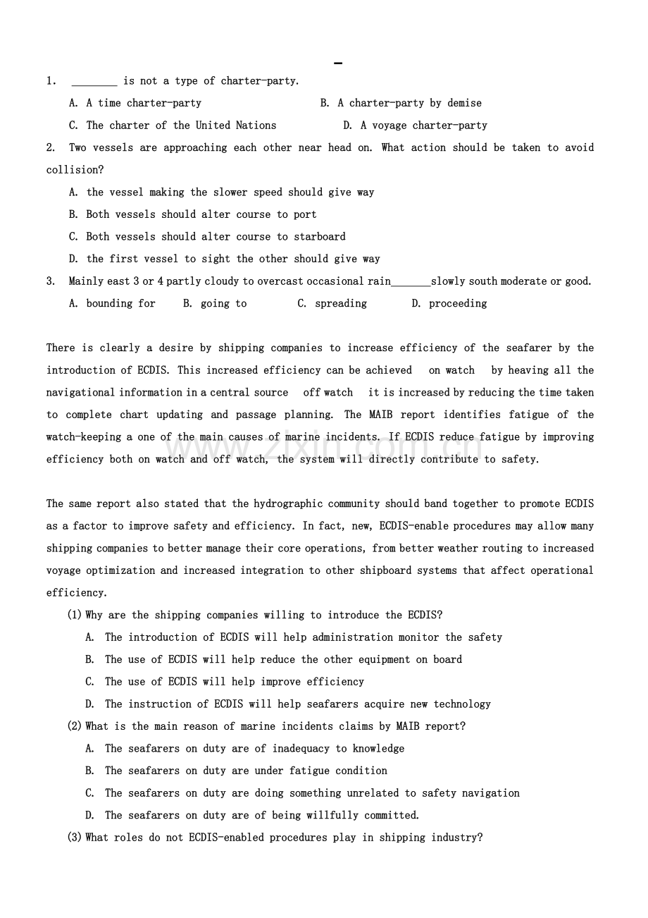 航海英语真题一套(大副)(1).doc_第1页