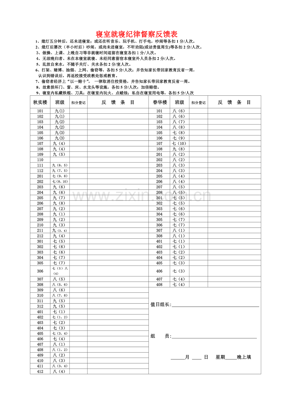 寝室卫生、纪律检查反馈表.doc_第2页