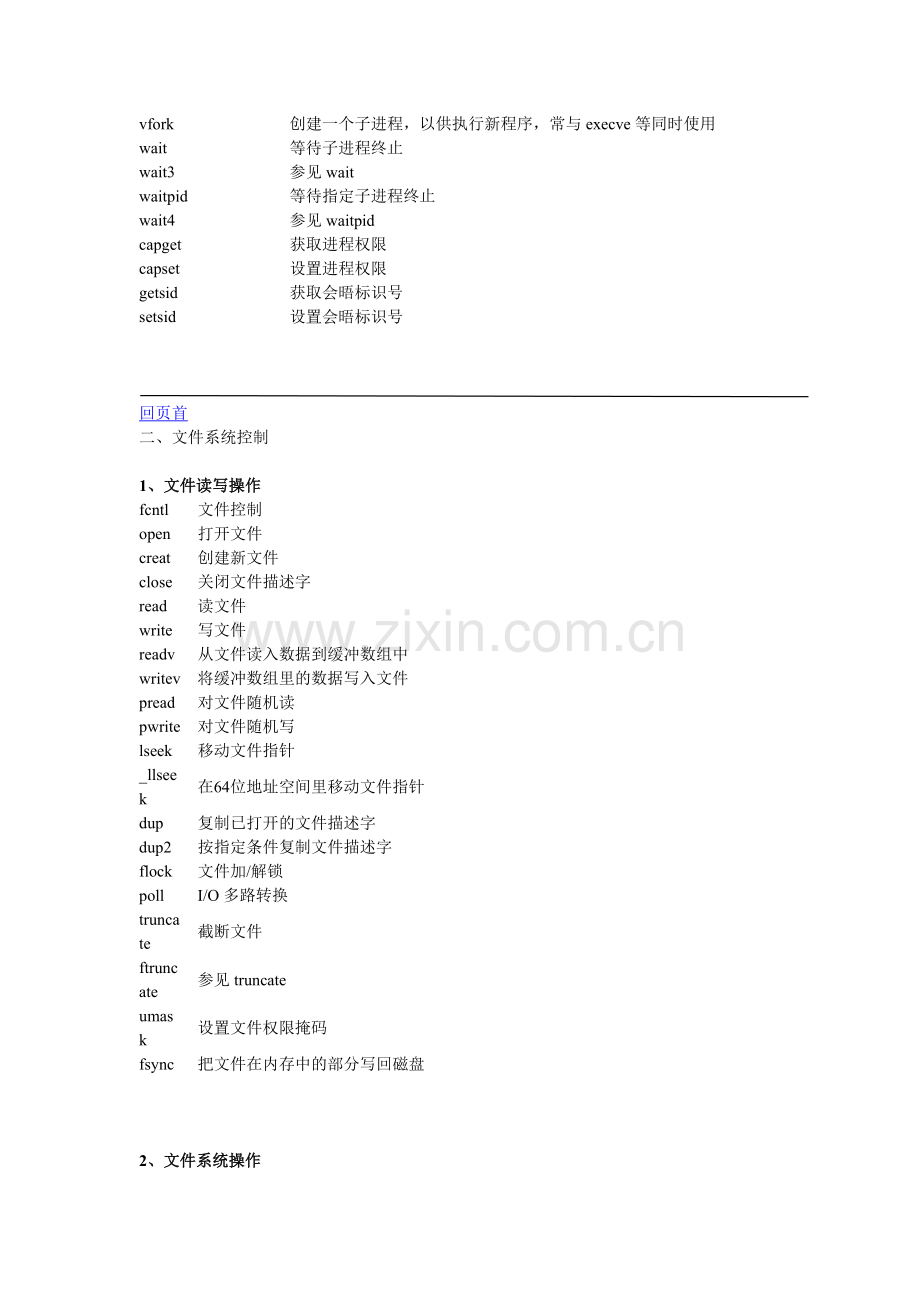 Linux系统调用的一个列表.doc_第2页
