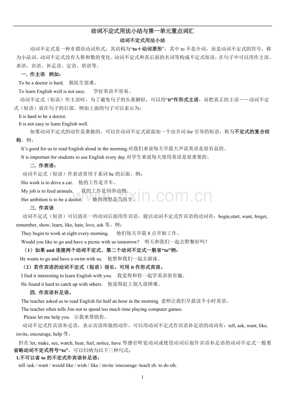 高考非谓语-动词不定式用法小结.doc_第1页