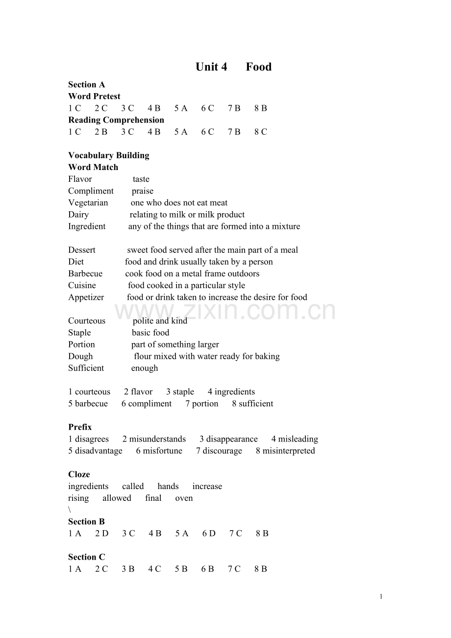 泛读教程-答案Unit-4567.doc_第1页