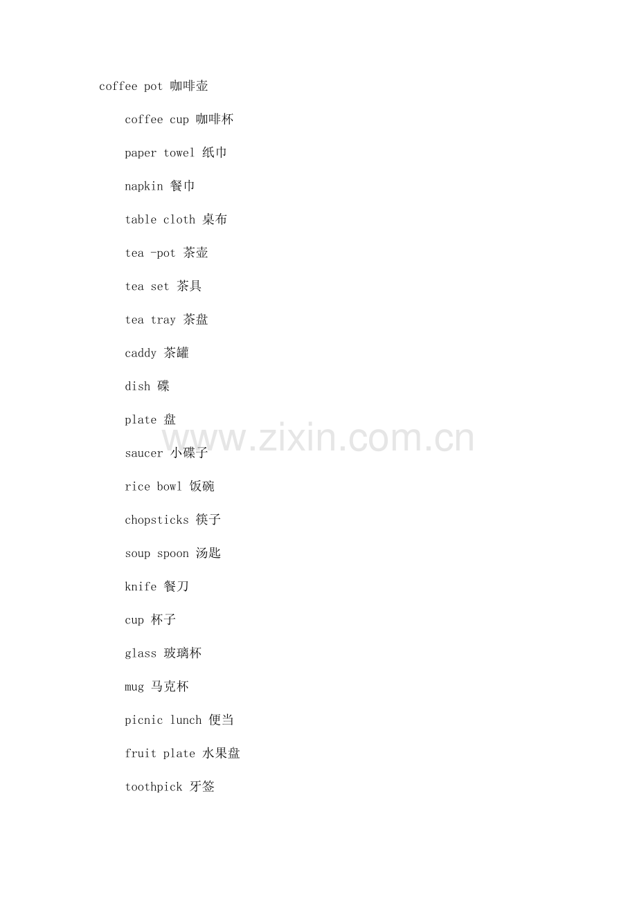 与吃喝有关的英语大全.doc_第1页
