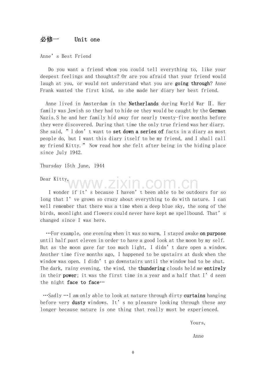 人教版高中英语必修一课文.doc_第1页