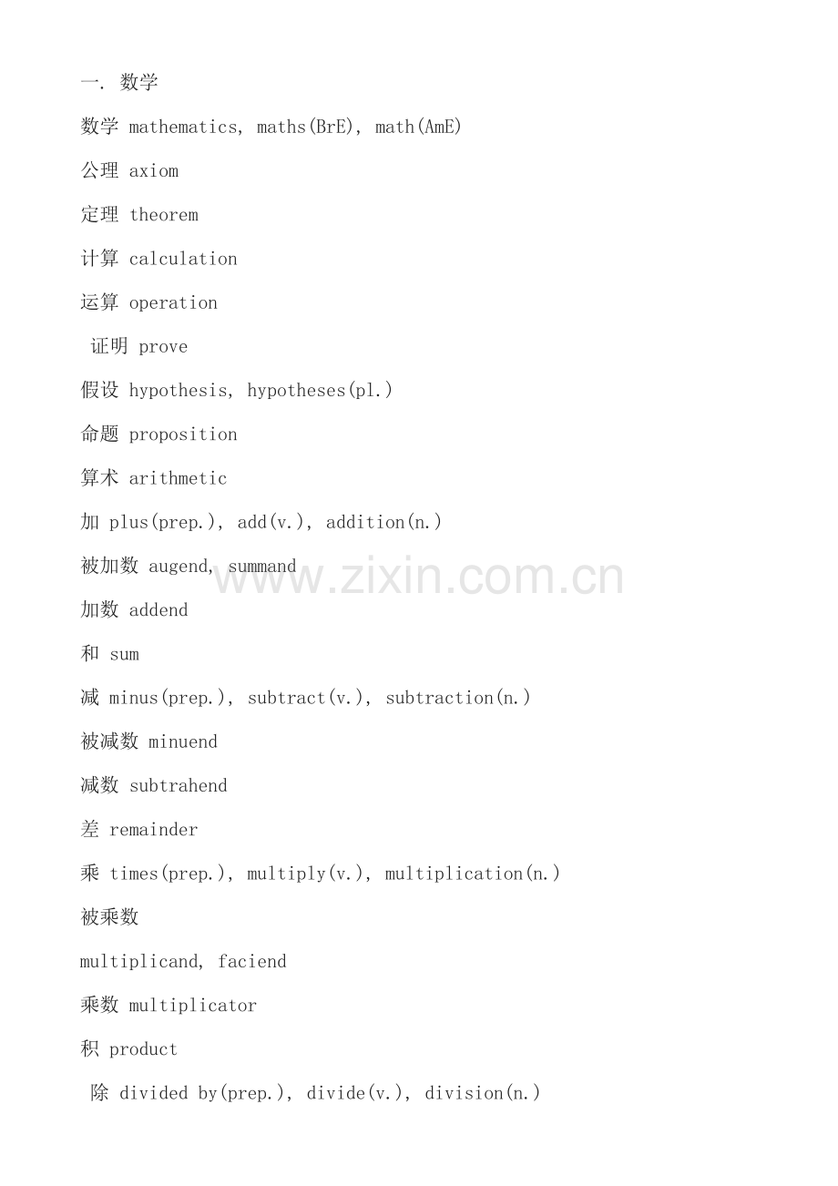 高中遇到的数理化英语词汇.doc_第1页
