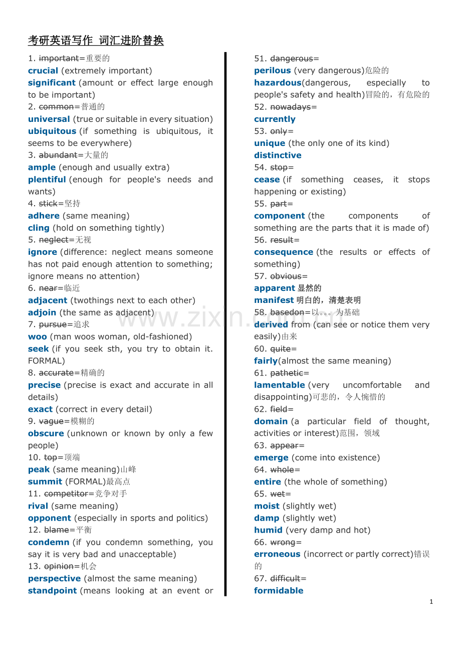 考研英语写作-词汇进阶替换.docx_第1页
