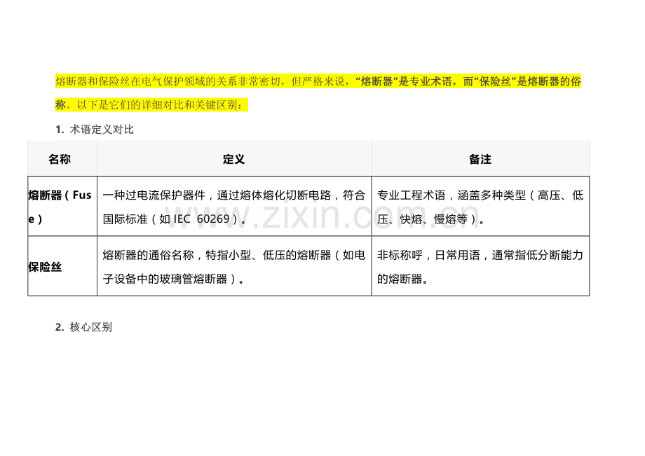 电工培训资料：熔断器与保险丝的区别.docx_第1页