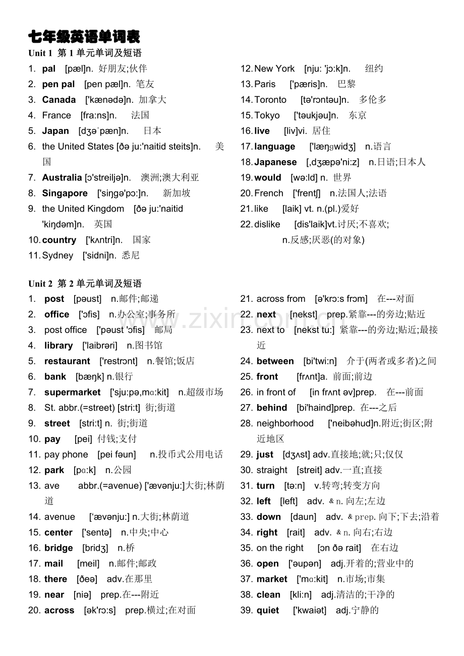 七年级下册英语单词表(人教版)-用.doc_第1页